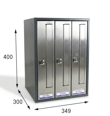 BUZON PRISMA FRONTAL G3 CUERPO ANTRACITA PUERTA INOXIDABLE SATINADO 400 x 380 x 500mm